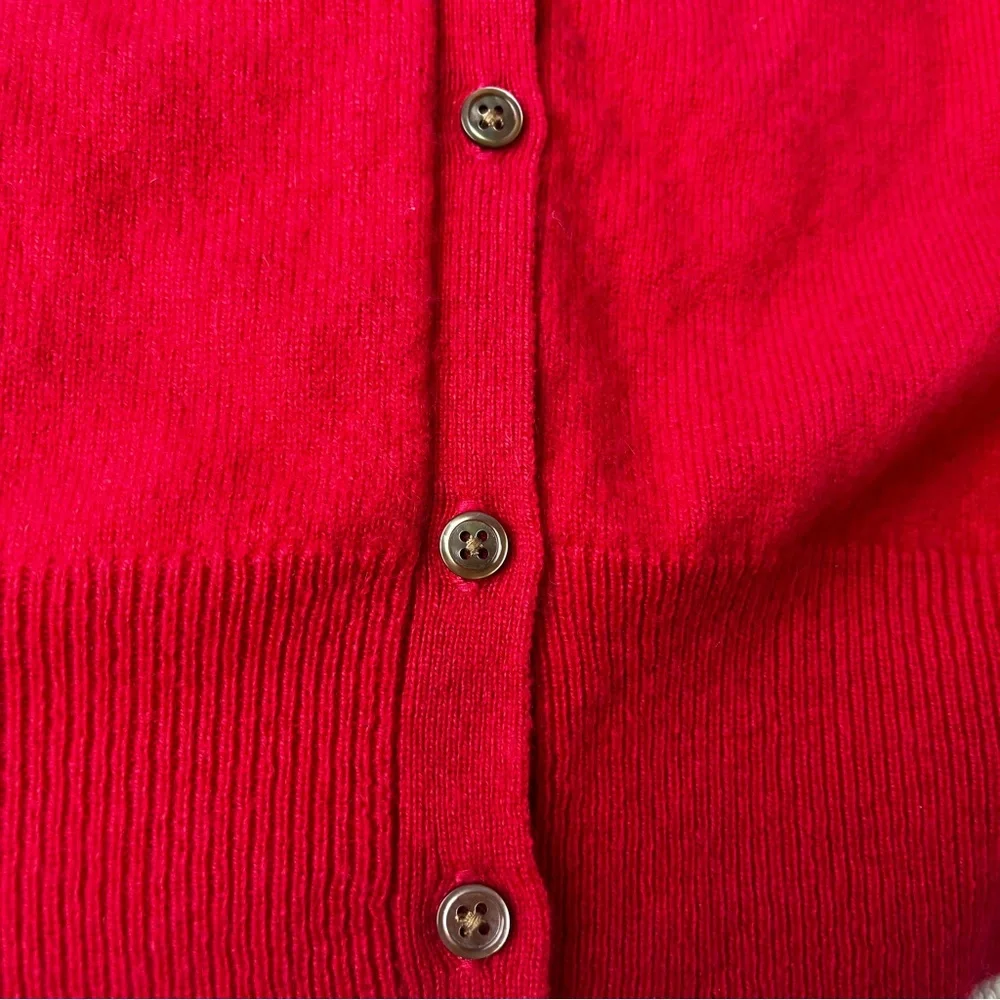 100% Cashmere Raspberry Pink/Red Button-Up Cardigan•size medium - Picture 4 of 12